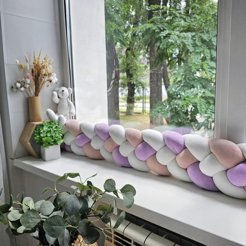 Braided pillow bolster draft stopper. Door or window draft barrier. Noise protector nursery. Knot pillow. Decorative