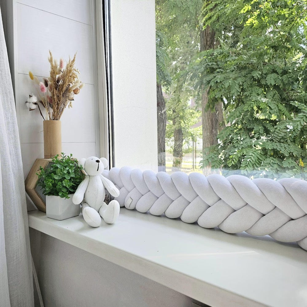 Braided pillow Draft Barrier. Door or window draft stopper. Noise Barrier nursery. Knot pillow bolster