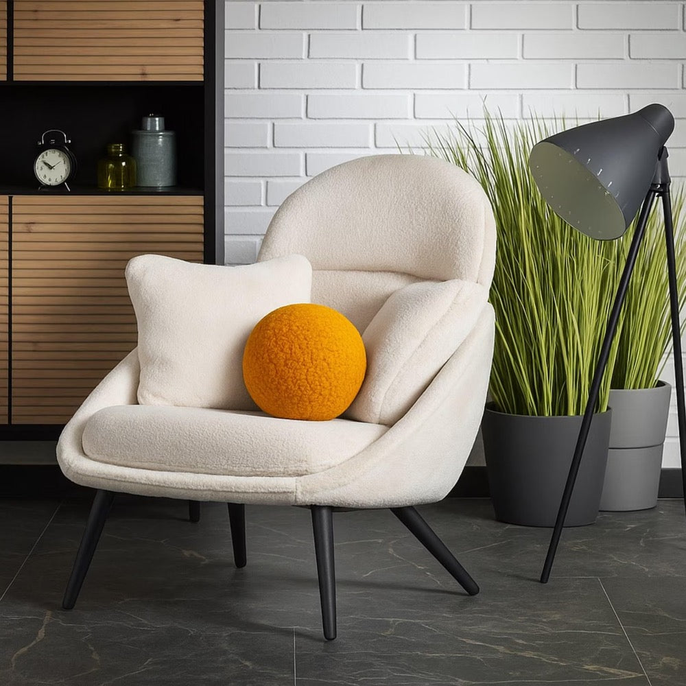 Decorative pillow round, boho pillows, housewarming gift, boucle throw pillow ball, couch pillows, sofa cushion