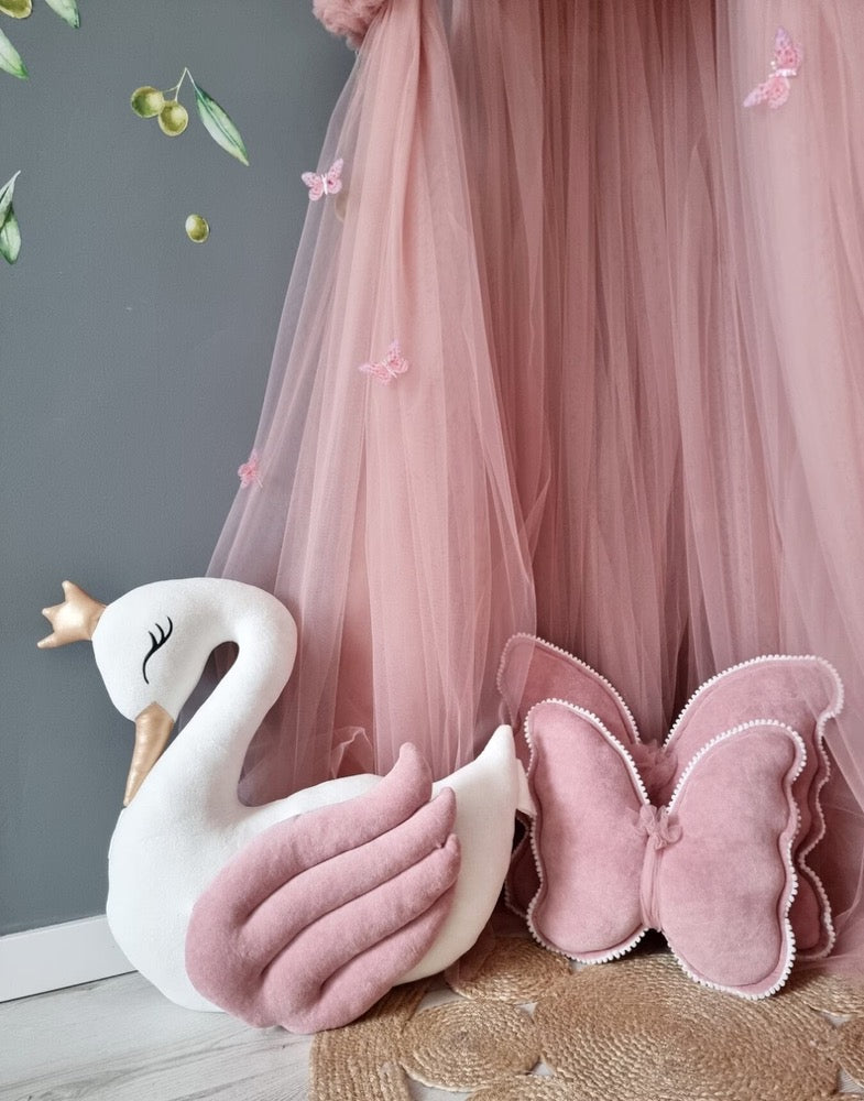 Princess Pillow swan. Decorative pillow. Baby shower gift. Light pink Baby Room Decor. Girl nursery decoration.