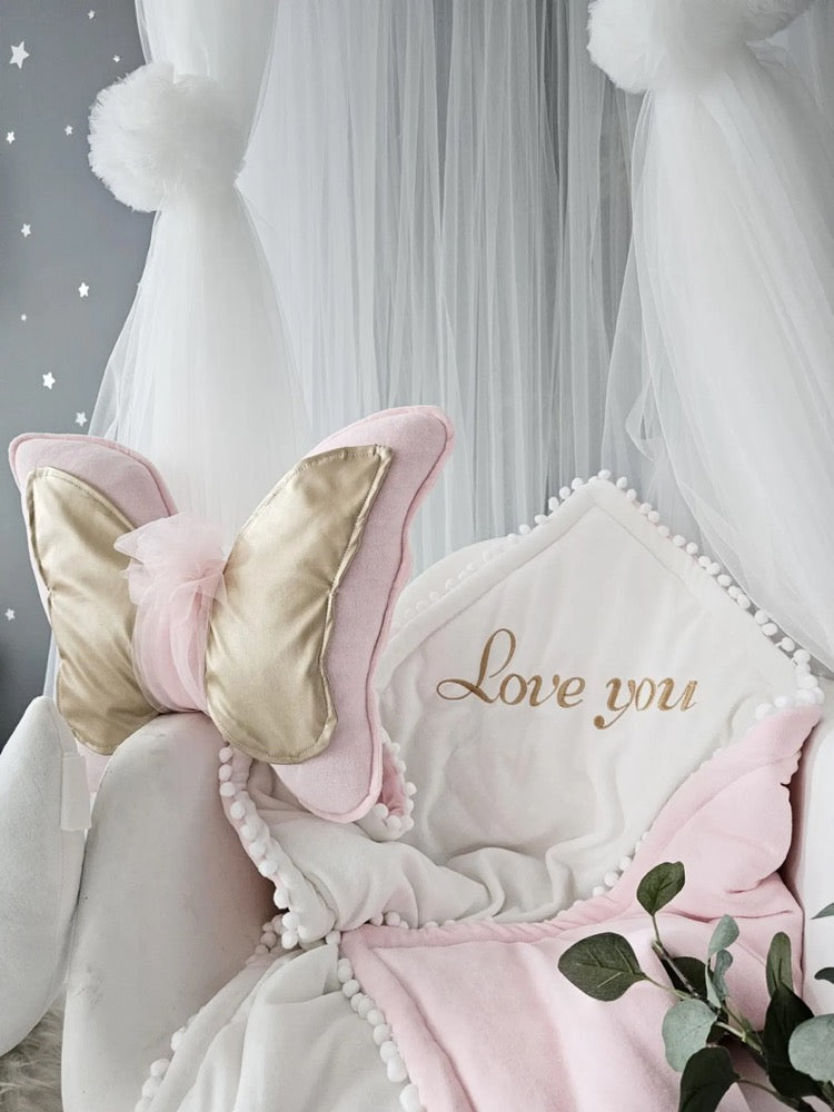 Personalized pillow set gift - princess pillow swan, pillow cloud, optional crib baby blanket with name