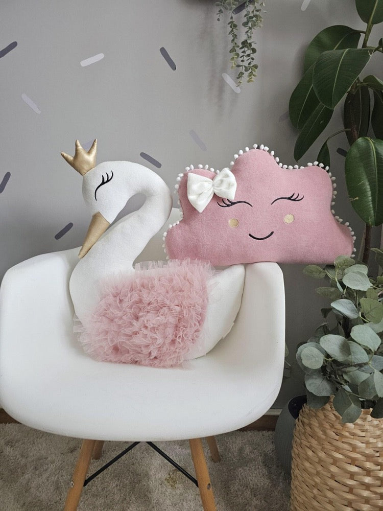 Personalized pillow set gift - princess pillow swan, pillow cloud, optional crib baby blanket with name