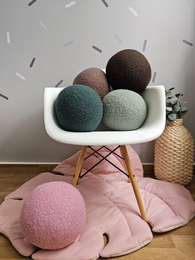 Decorative pillow round, boho pillows, housewarming gift, boucle throw pillow ball, couch pillows, sofa cushion