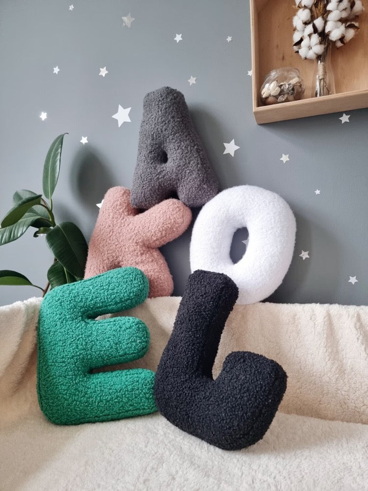 Boucle alphabet pillow letter, decorative pillow, blue personalized kids pillow, Initial cushion, boys nursery decor, Baby shower gift