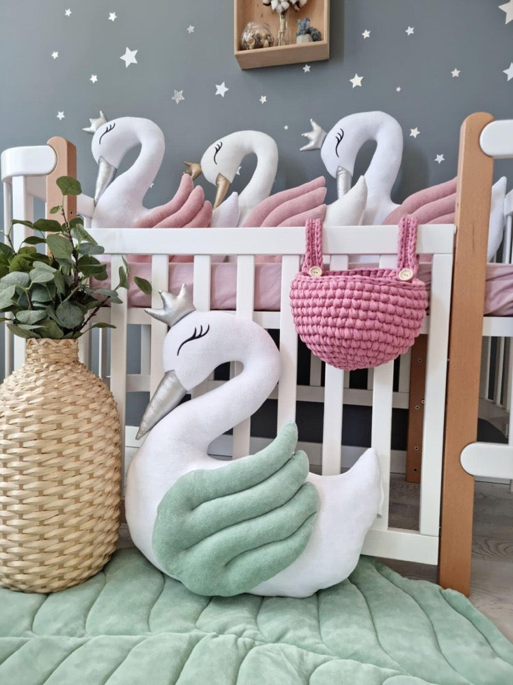 Princess Pillow swan. Decorative pillow. Baby shower gift. Light pink Baby Room Decor. Girl nursery decoration.