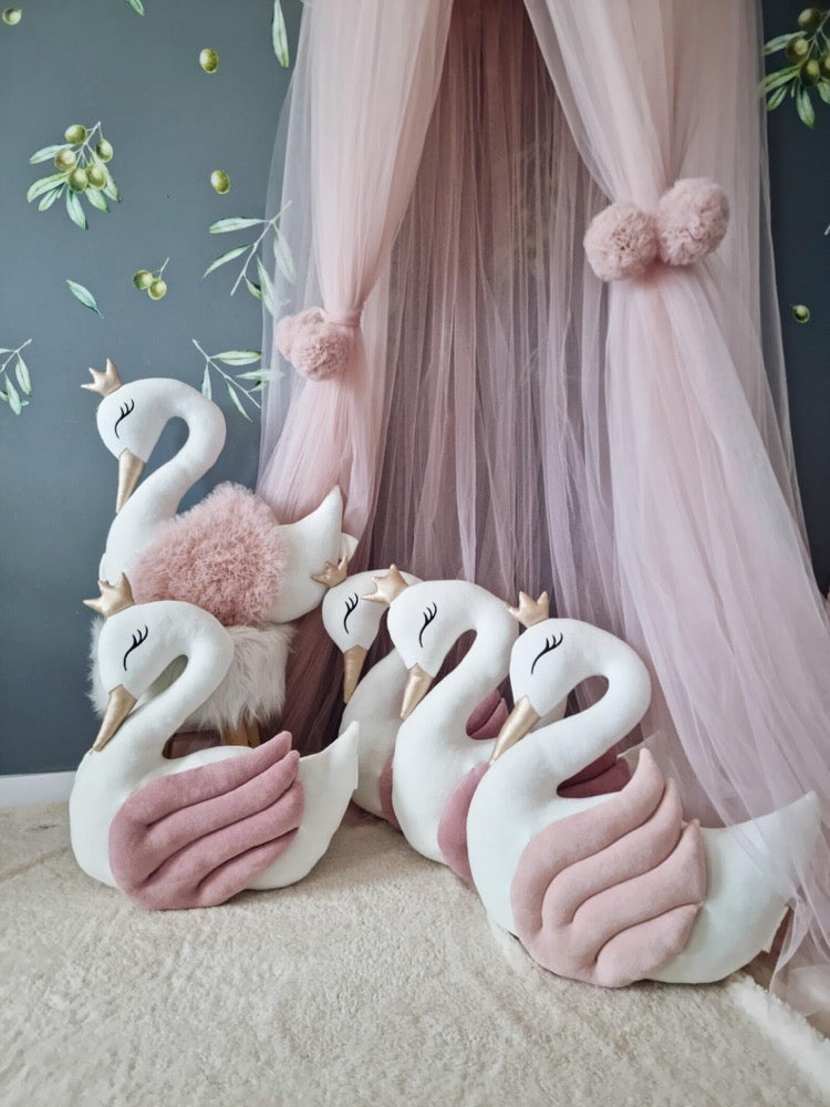 Princess Pillow swan. Decorative pillow. Baby shower gift. Light pink Baby Room Decor. Girl nursery decoration.