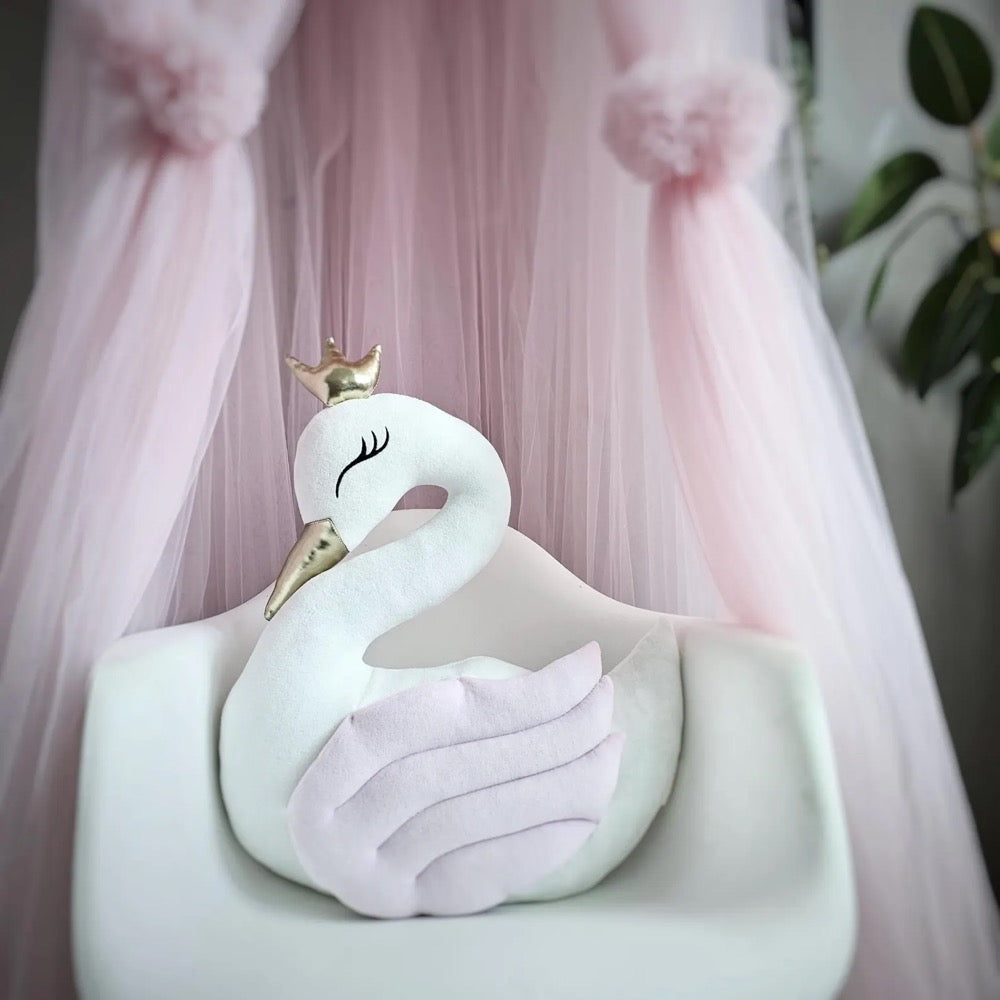 Princess Pillow swan. Decorative pillow. Baby shower gift. Light pink Baby Room Decor. Girl nursery decoration.