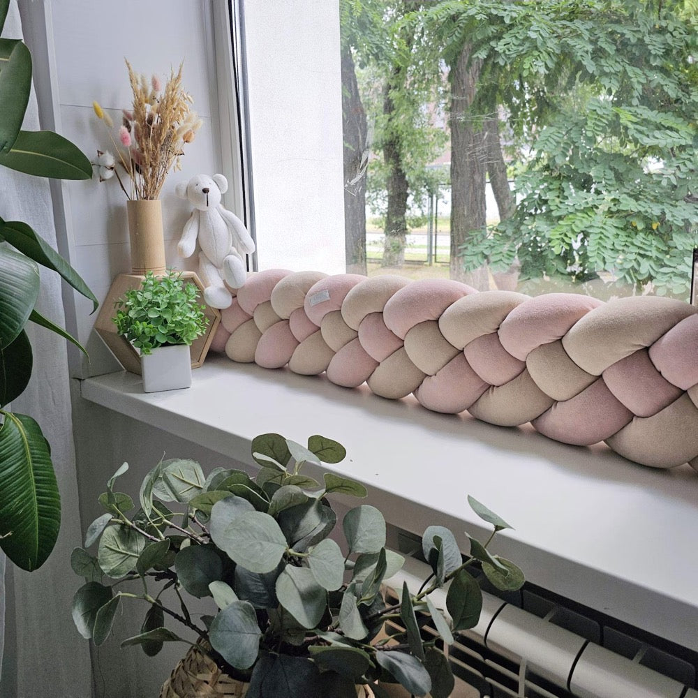 Braided pillow bolster draft stopper. Door or window draft barrier. Noise protector nursery. Knot pillow. Decorative